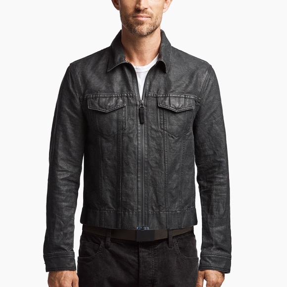 James Perse L Men’s Black Coated Cotton Jean Jacket Utility Denim Zip Front $395 - Picture 10 of 13